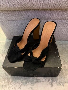 Colin Stuart Black Suede Knot-Front Heel Mules